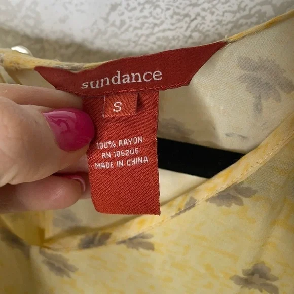 Sundance Yellow Babydoll Long Sleeve Peasant Blouse - Picture 4 of 9